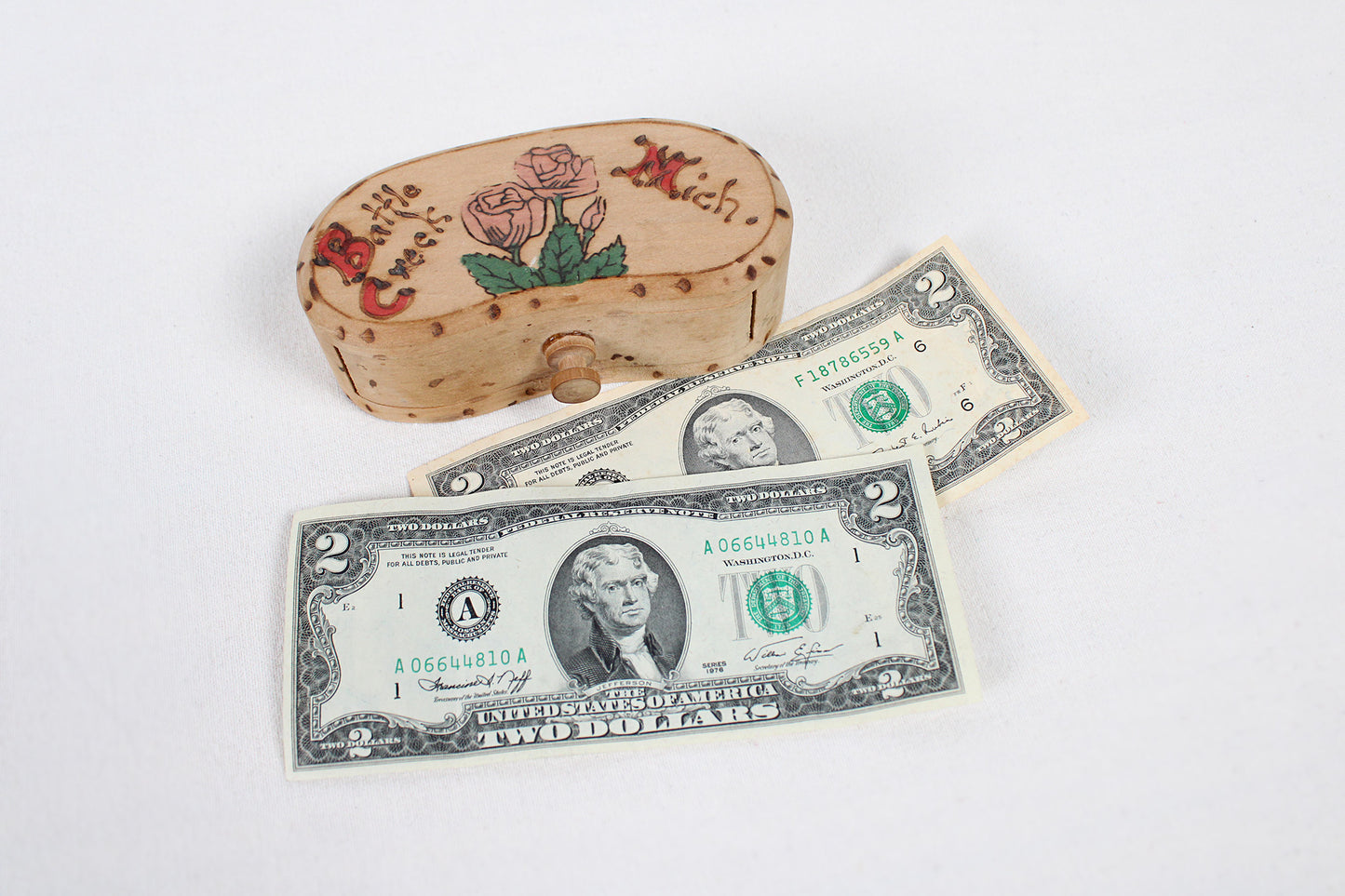 Battle Creek, Michigan, Pine Wood Hand Decorated Stash Box