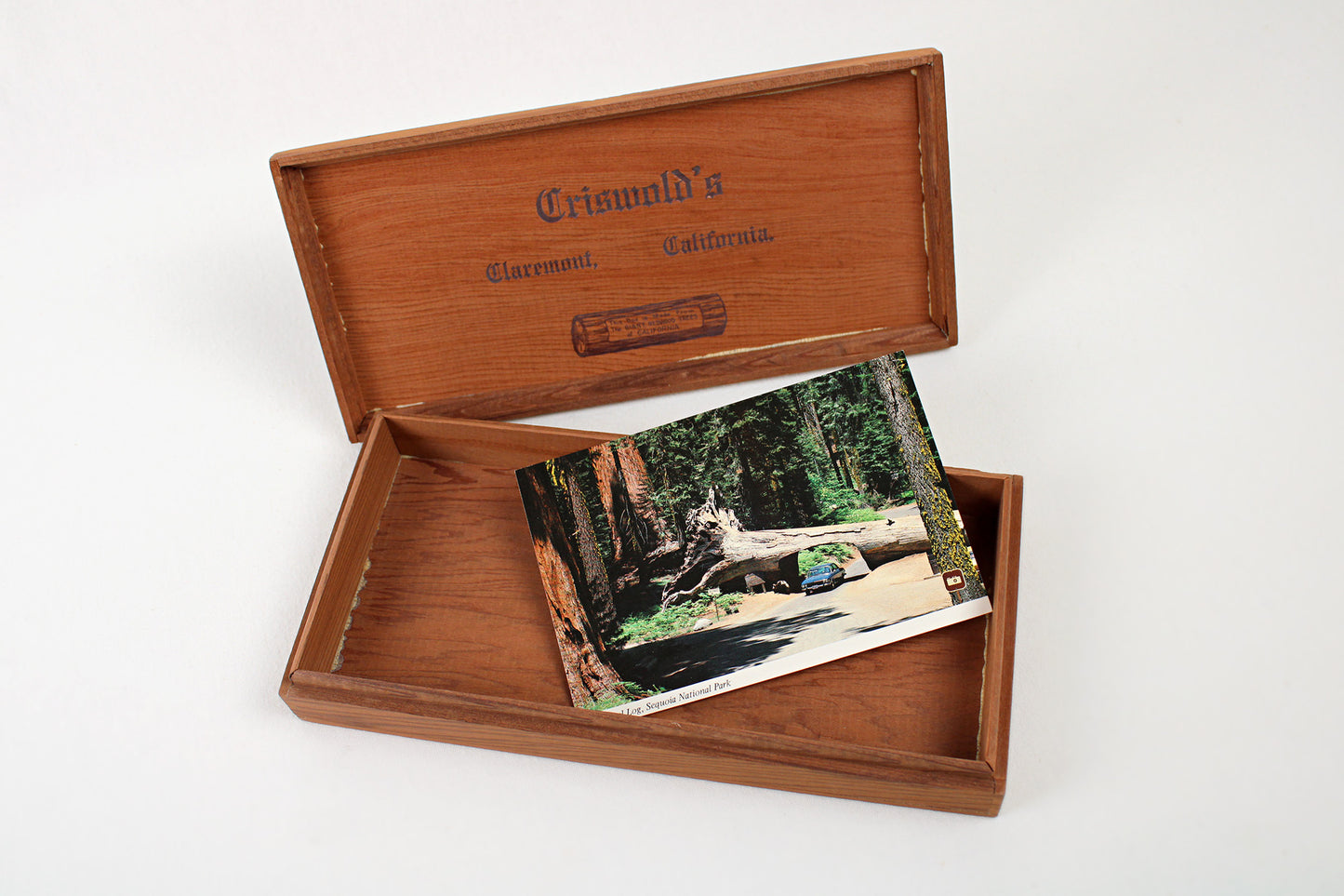 California Vintage Lidded Stash Box Made From Giant Redwood Trees