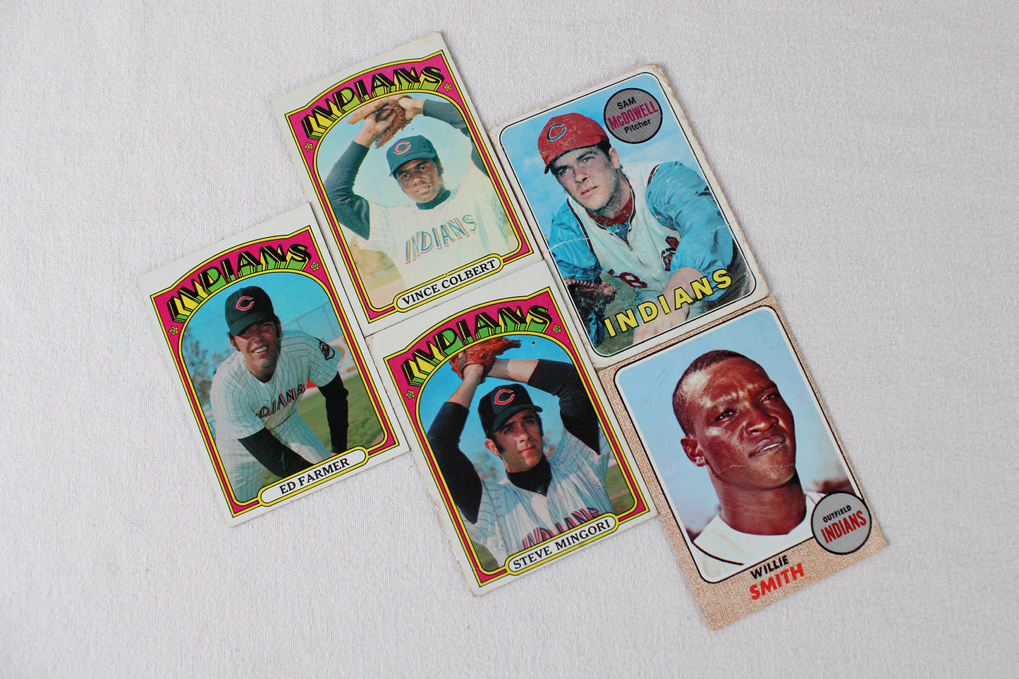 Topps Baseball Cards Cleveland Indians 1972, 1969, 1968