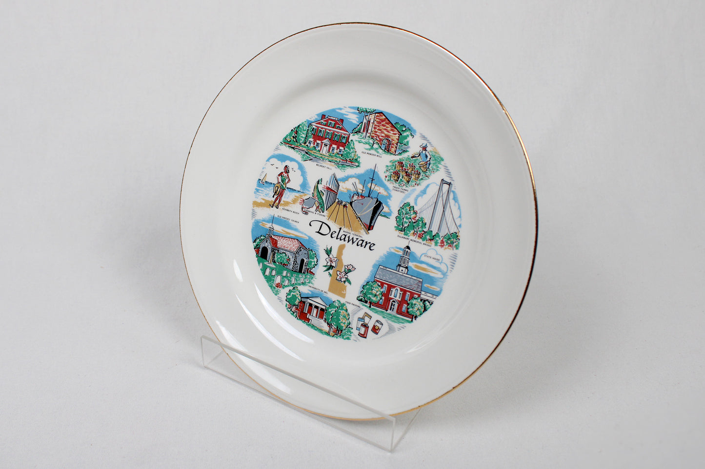 Delaware State Souvenir China Plate