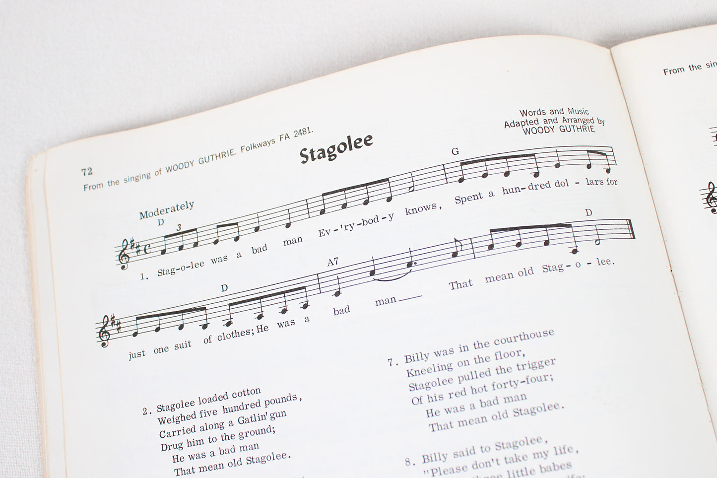 Folkways Records 104 Folk Songs Songbook, Compiled by Moses Asch (1964): Woody Guthrie