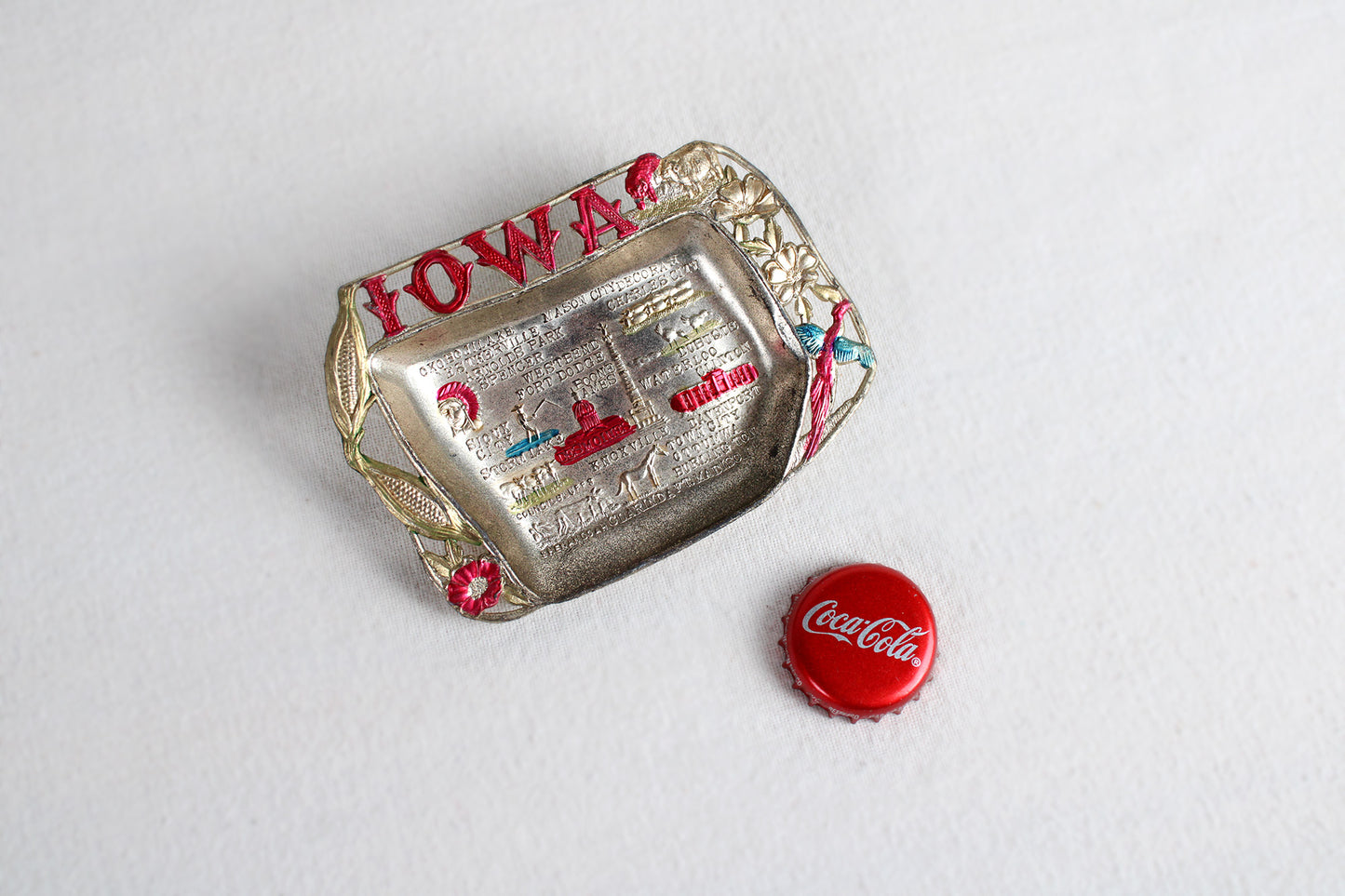 Iowa Miniature Metal Tray / Ashtray Souvenir