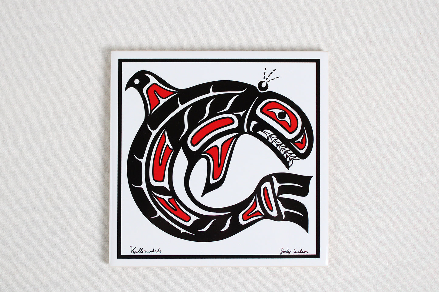 Jody Wilson Coast Salish Artist Ceramic Trivet: Killerwhale