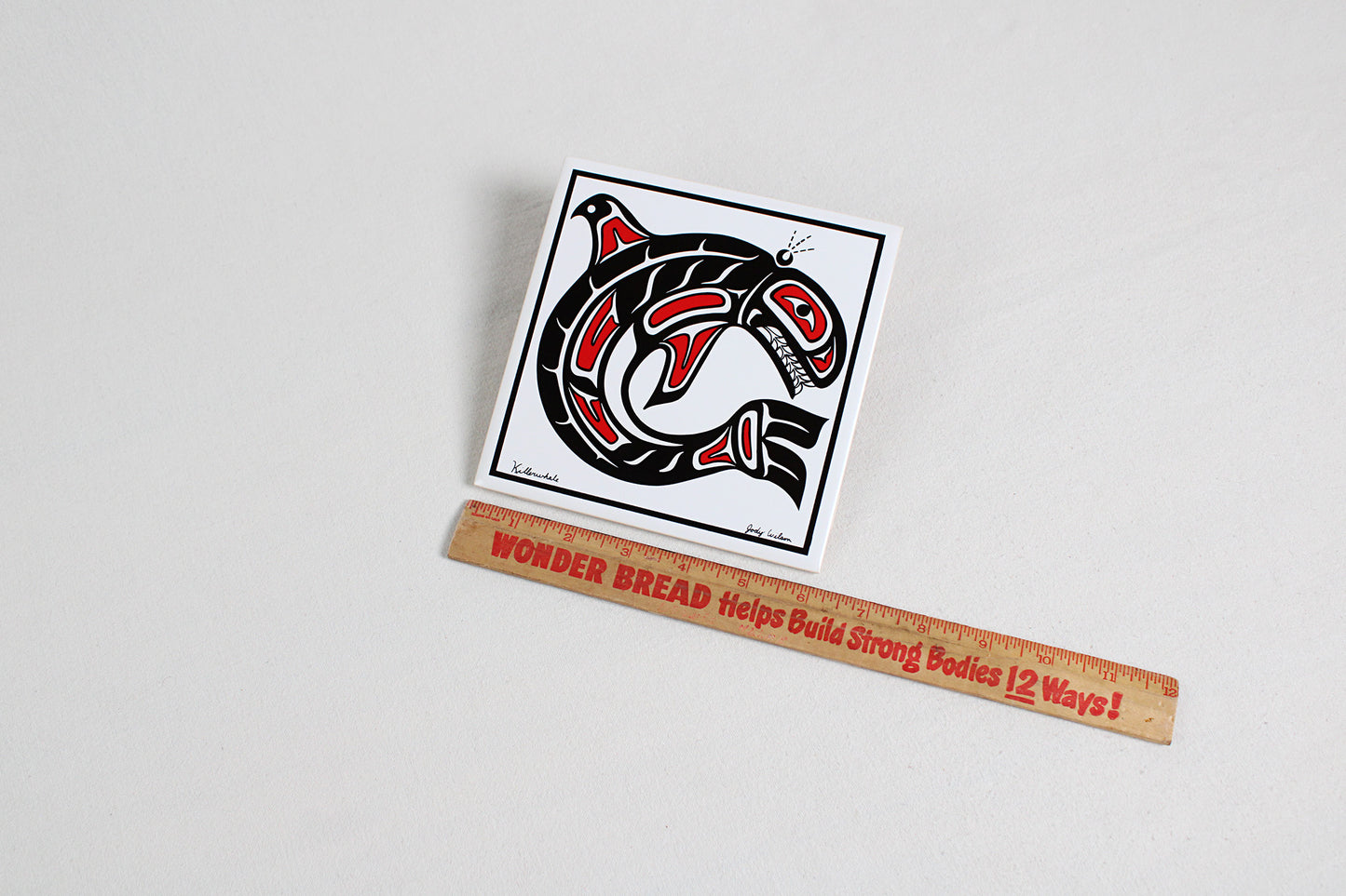 Jody Wilson Coast Salish Artist Ceramic Trivet: Killerwhale