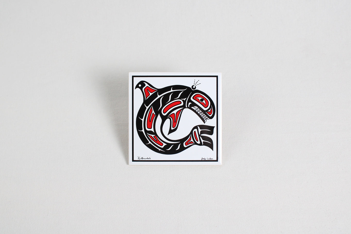 Jody Wilson Coast Salish Artist Ceramic Trivet: Killerwhale