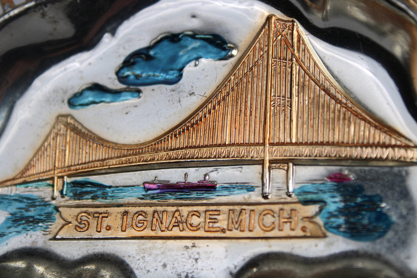Mackinac Bridge Metal Ashtray Souvenir