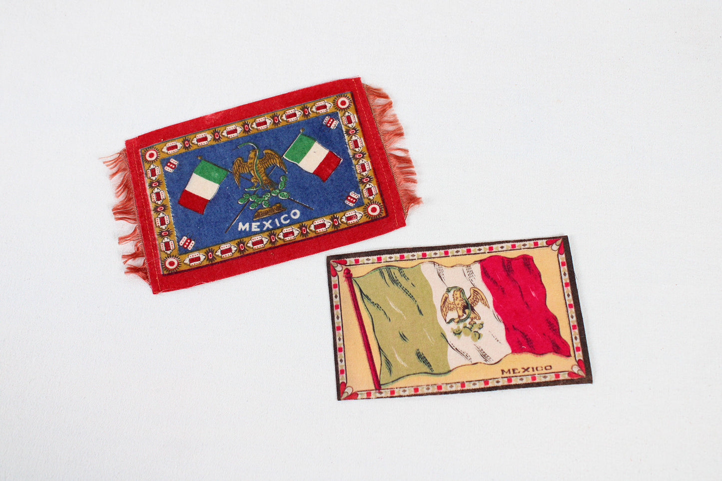 Mexican Flag Tobacco Silks, Set of Two, From The Early 1900s