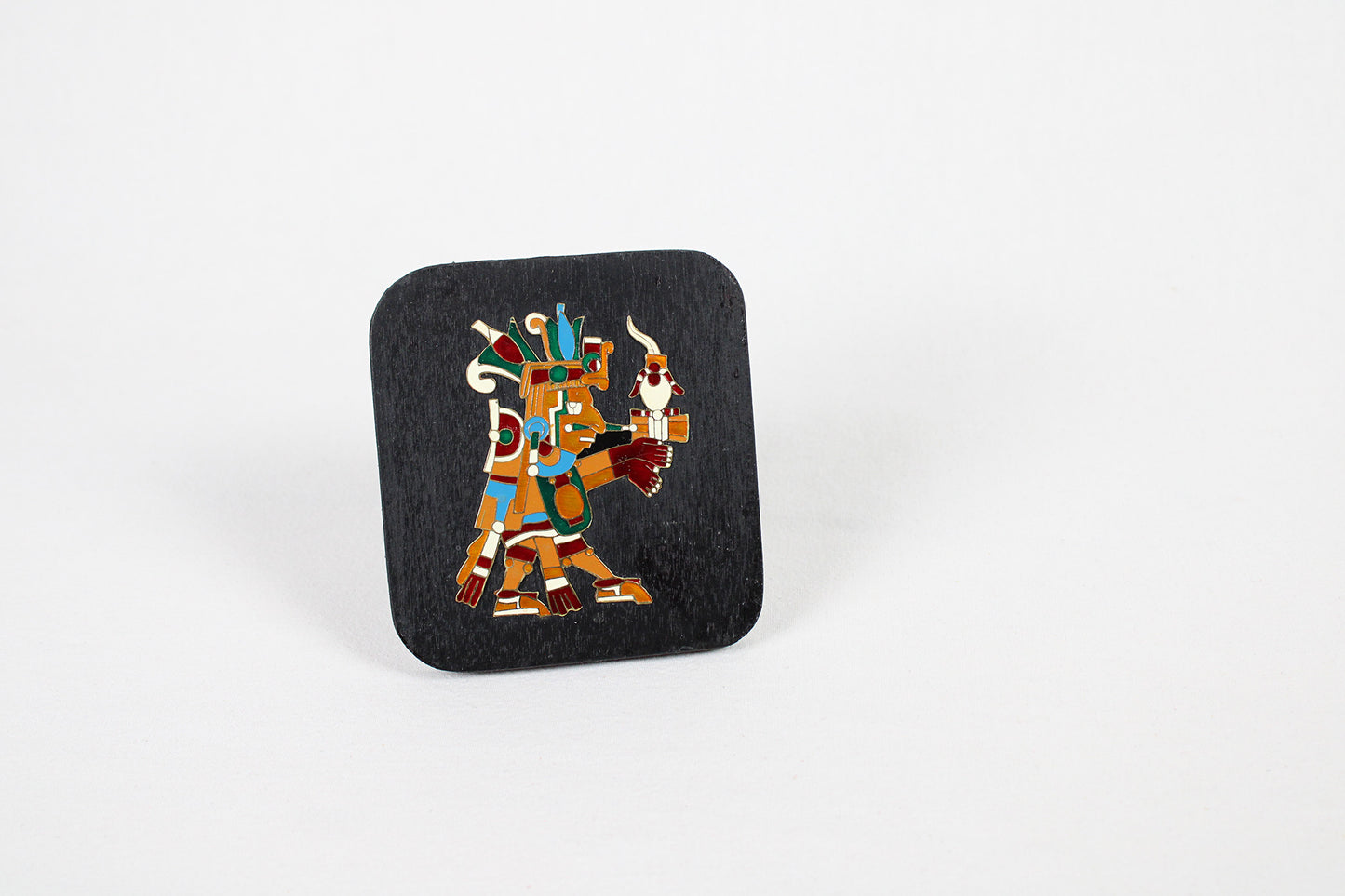 Mexican Wood Plaque Featuring The Aztec Month Of April’s God Of Maize
