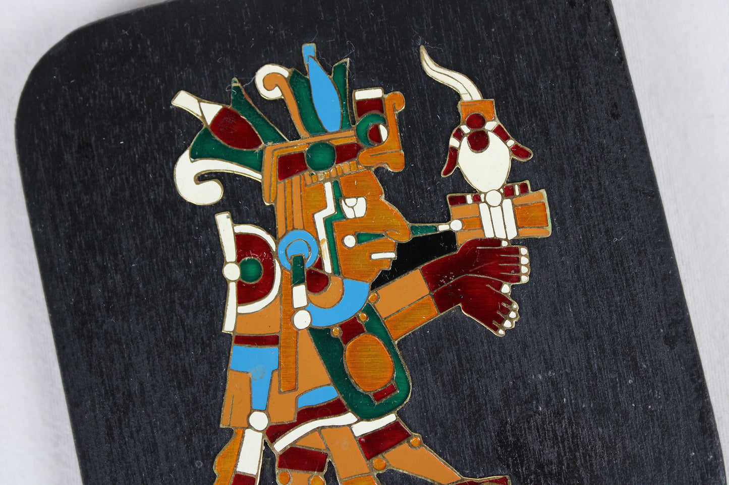 Mexican Wood Plaque Featuring The Aztec Month Of April’s God Of Maize