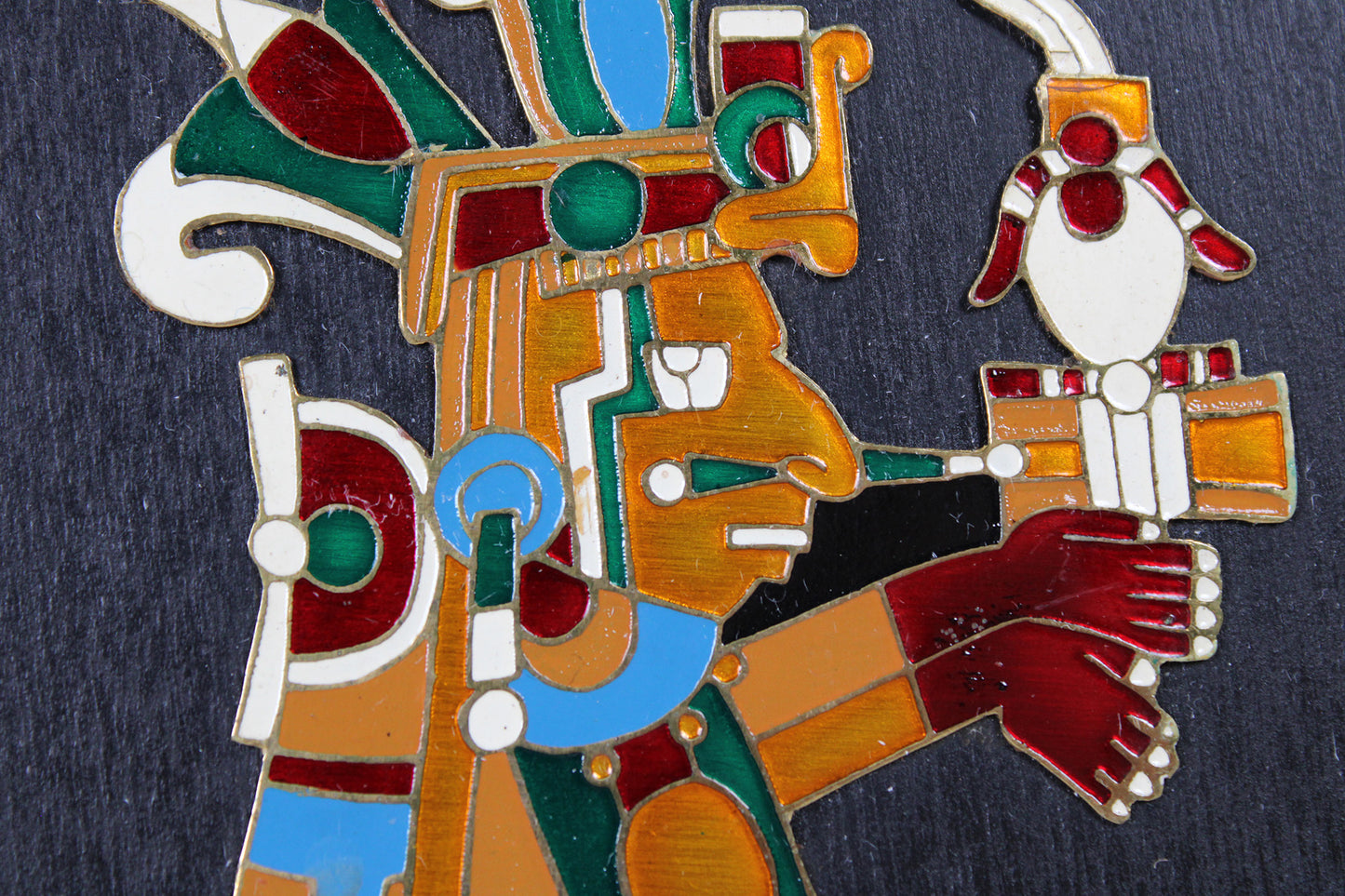Mexican Wood Plaque Featuring The Aztec Month Of April’s God Of Maize