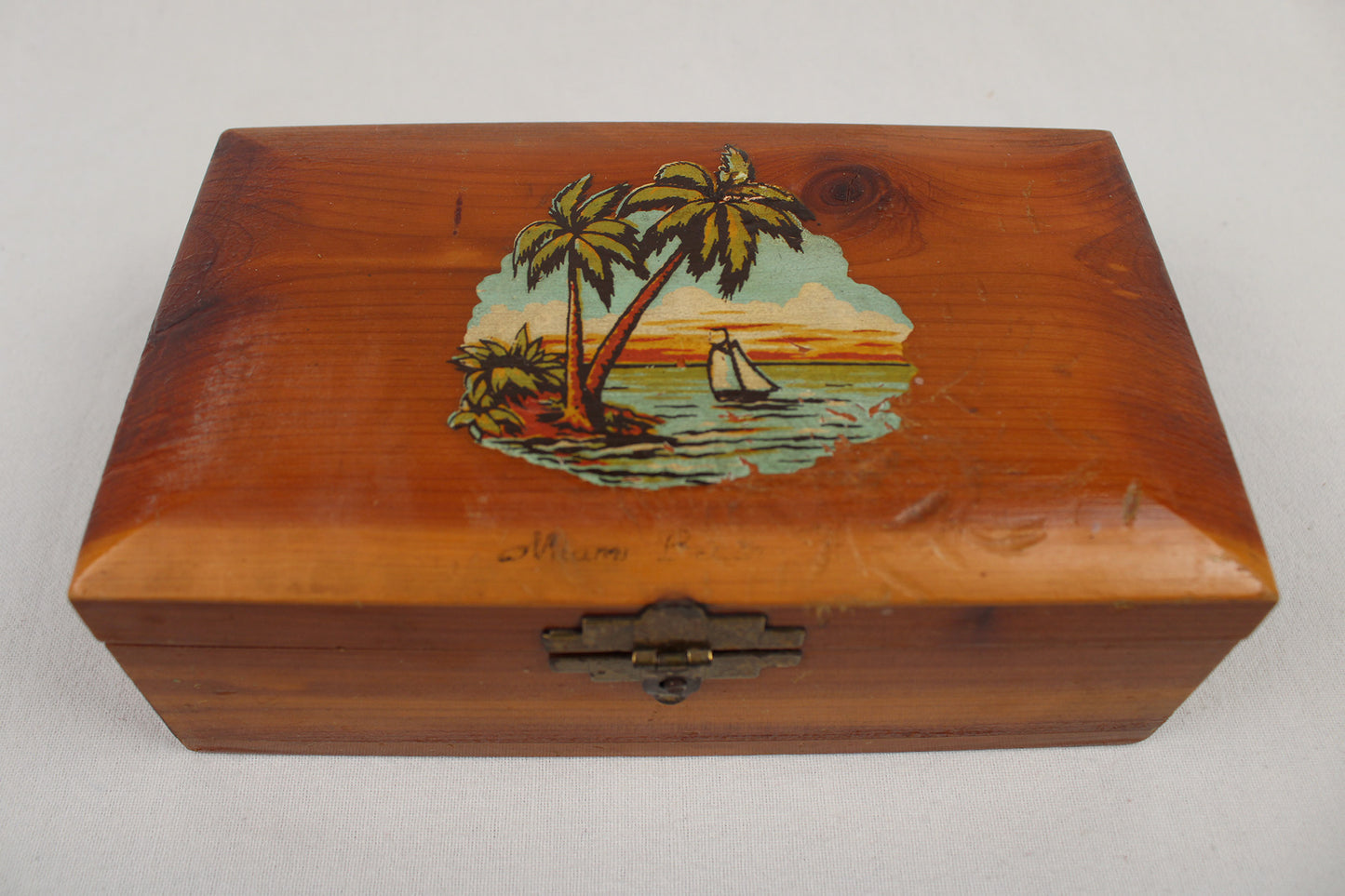 Miami Beach Souvenir Wood Stash / Trinket Box