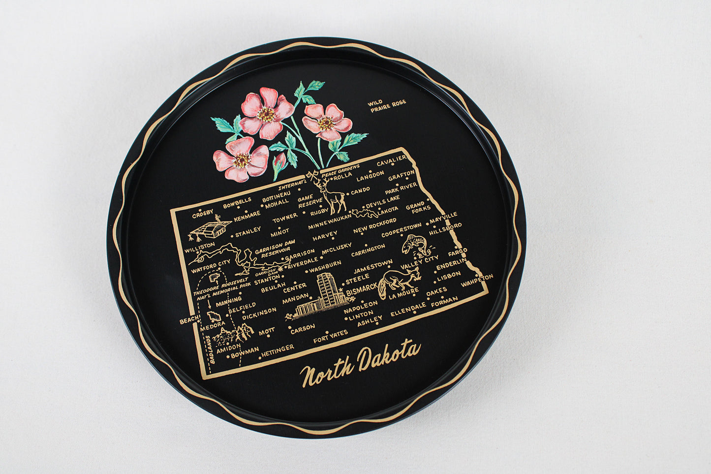 North Dakota Souvenir Metal Serving Tray
