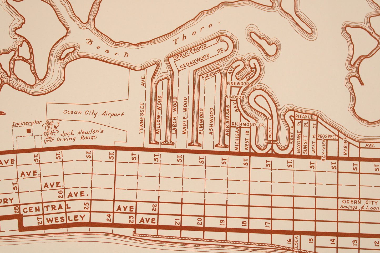 Ocean City, New Jersey, “America’s Favorite Family Resort” City Map, 1952