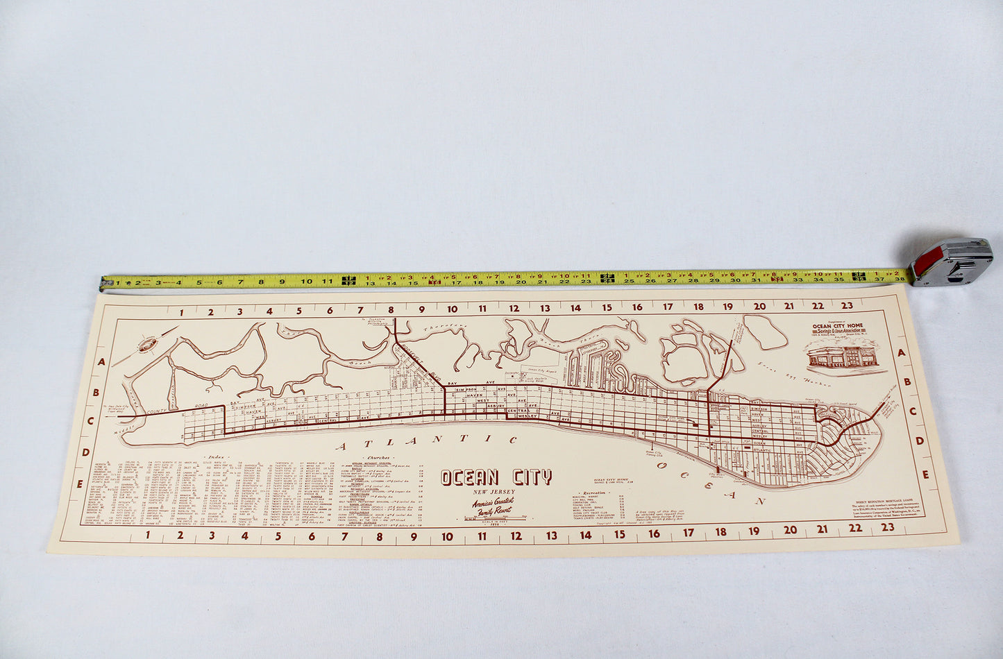 Ocean City, New Jersey, “America’s Favorite Family Resort” City Map, 1952