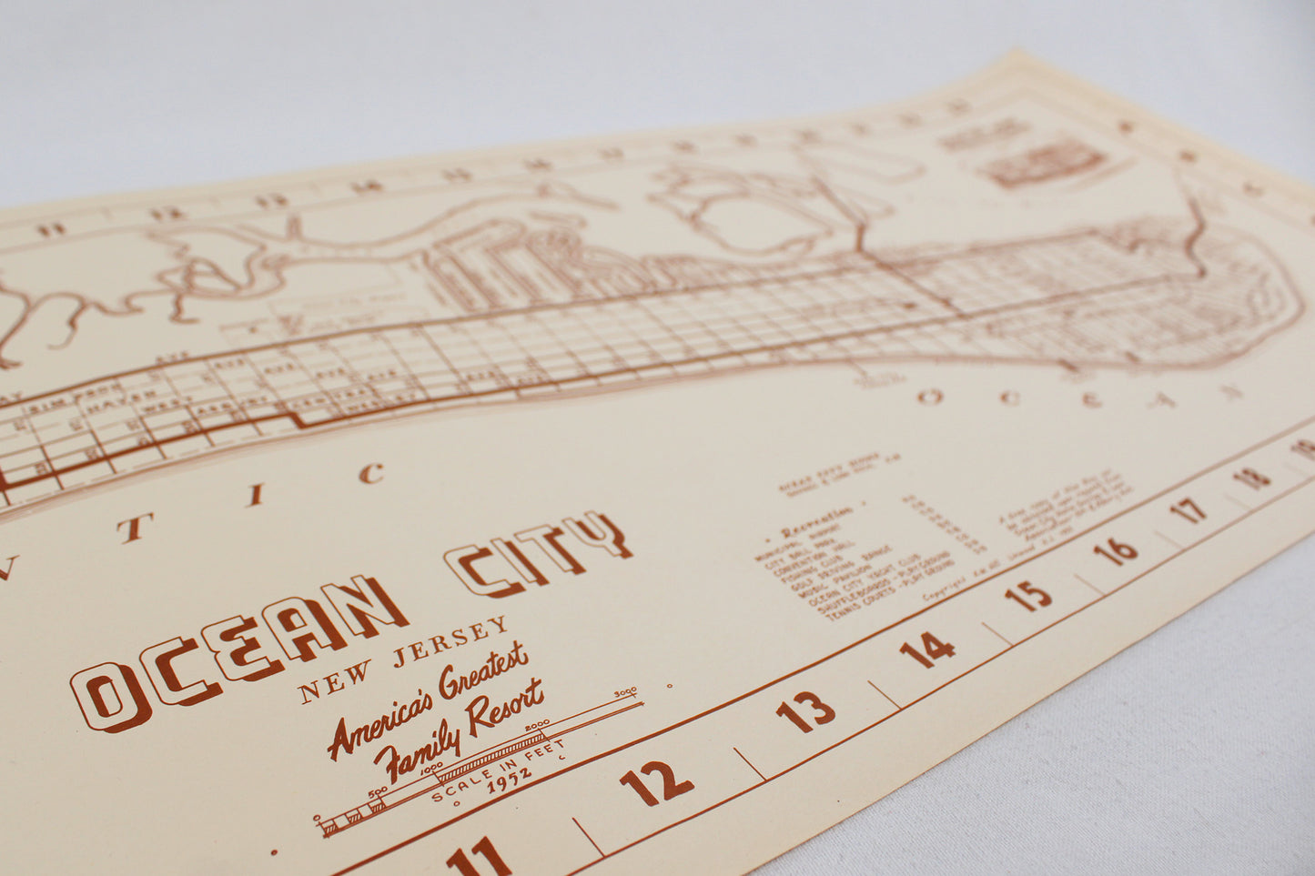 Ocean City, New Jersey, “America’s Favorite Family Resort” City Map, 1952