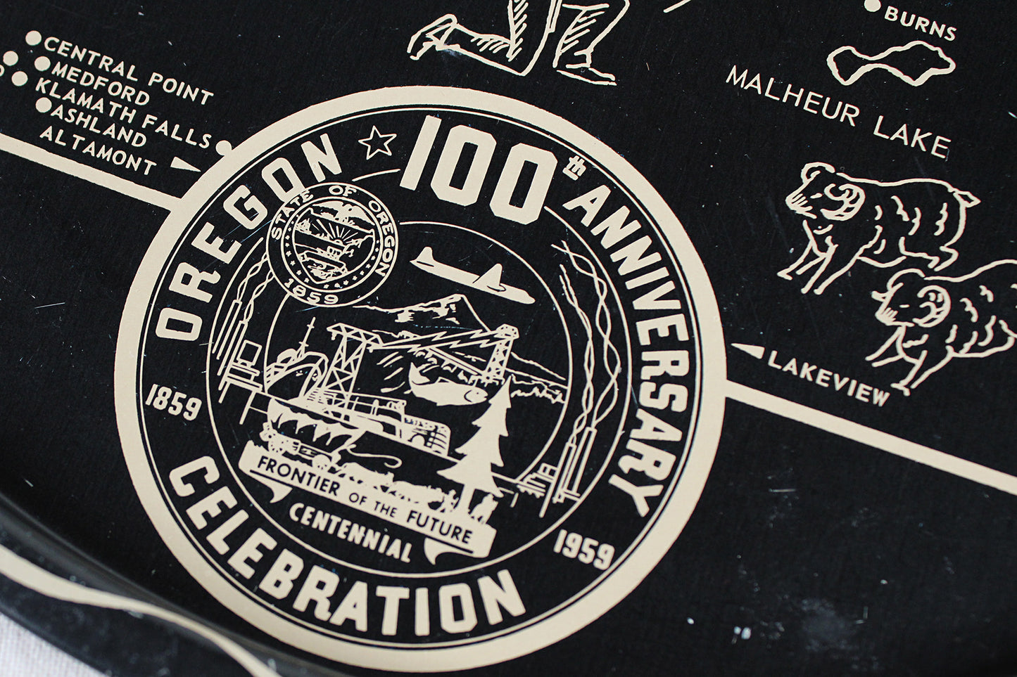 Oregon Souvenir Metal Serving Tray — 100th Anniversary Celebration / State Centennial Edition (1859-1959)