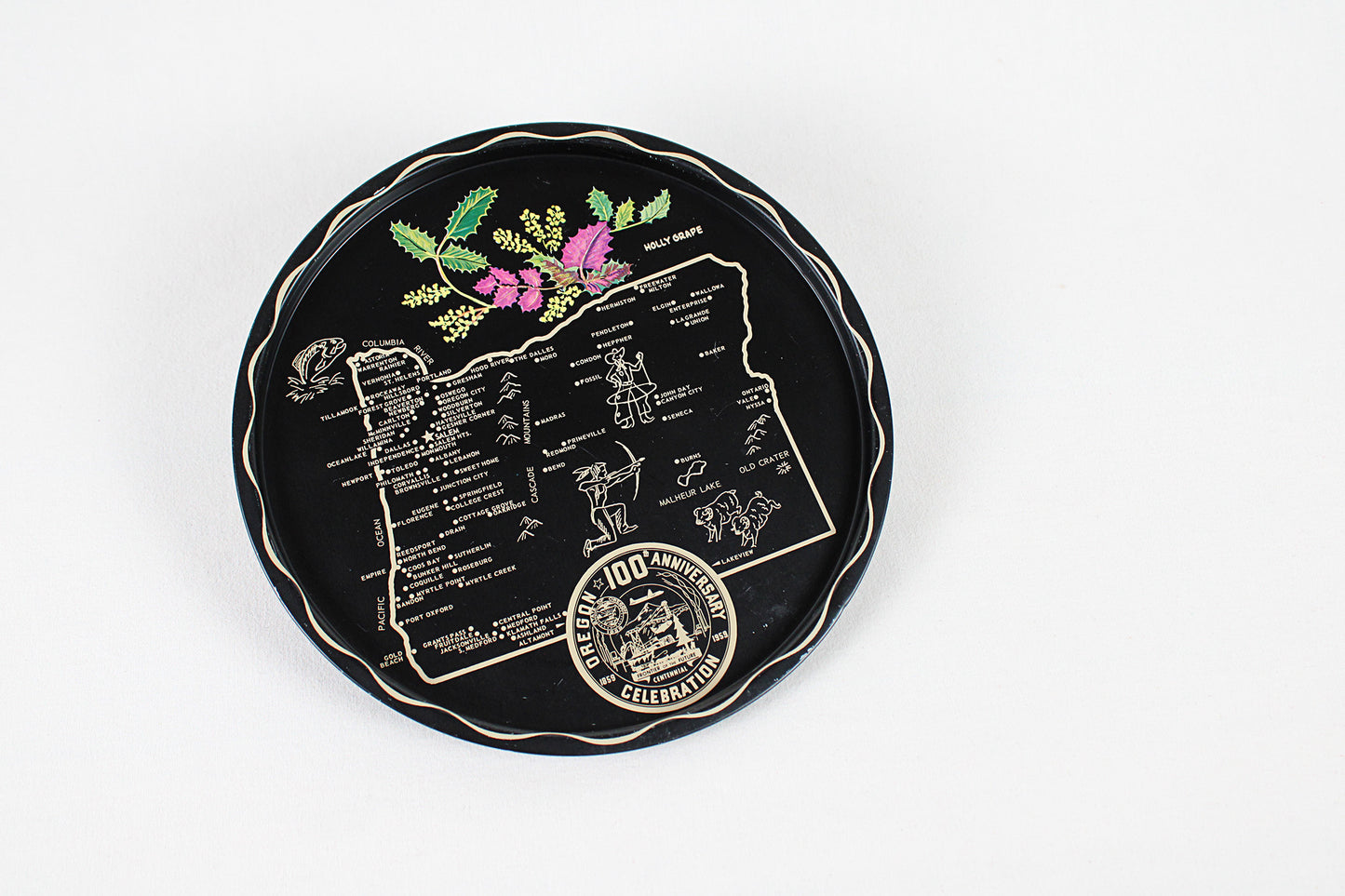 Oregon Souvenir Metal Serving Tray — 100th Anniversary Celebration / State Centennial Edition (1859-1959)