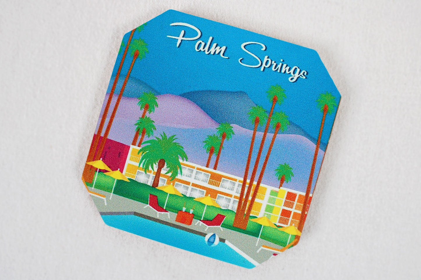 Palm Springs, California, Retro Style Pressed Wood Coasters