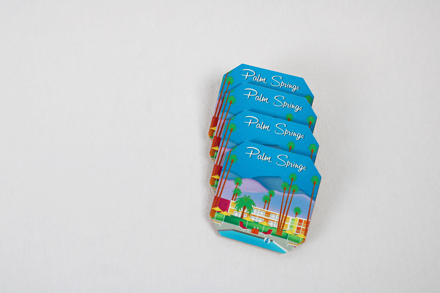 Palm Springs, California, Retro Style Pressed Wood Coasters
