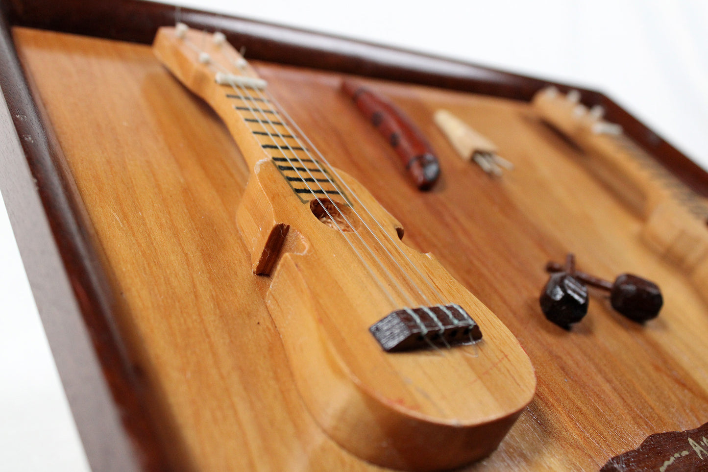 3D Wooden Plaque With Map Of Puerto Rico / Miniature Replicas Of Island’s Musical Instruments