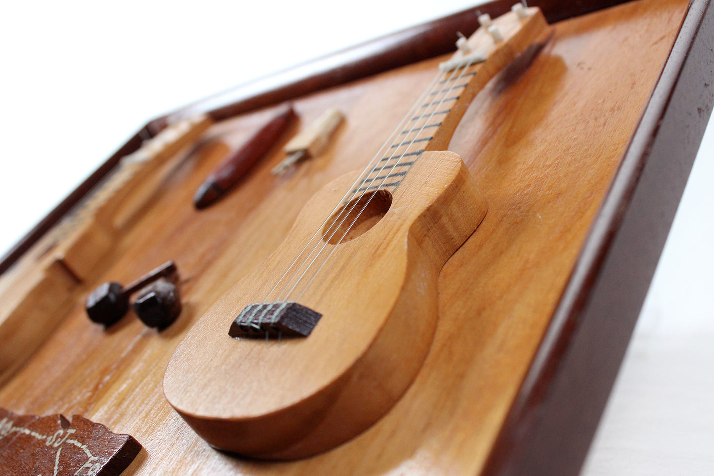 3D Wooden Plaque With Map Of Puerto Rico / Miniature Replicas Of Island’s Musical Instruments