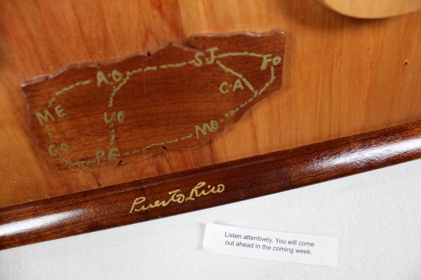 3D Wooden Plaque With Map Of Puerto Rico / Miniature Replicas Of Island’s Musical Instruments