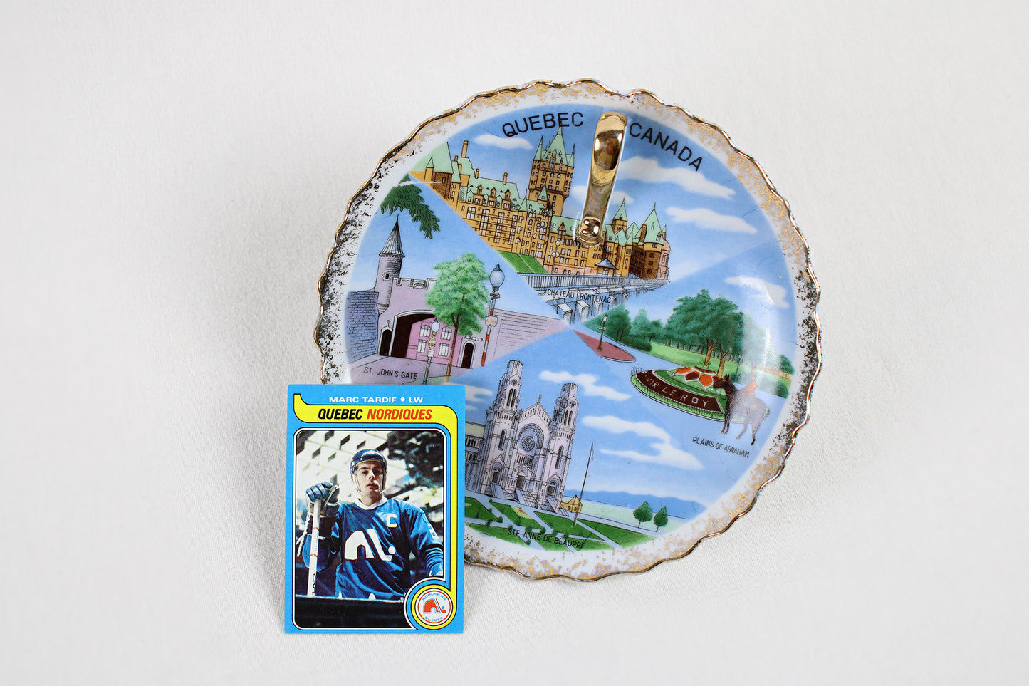 Quebec, Canada, Souvenir Ceramic Finger Loop, Lemon Serving Dish