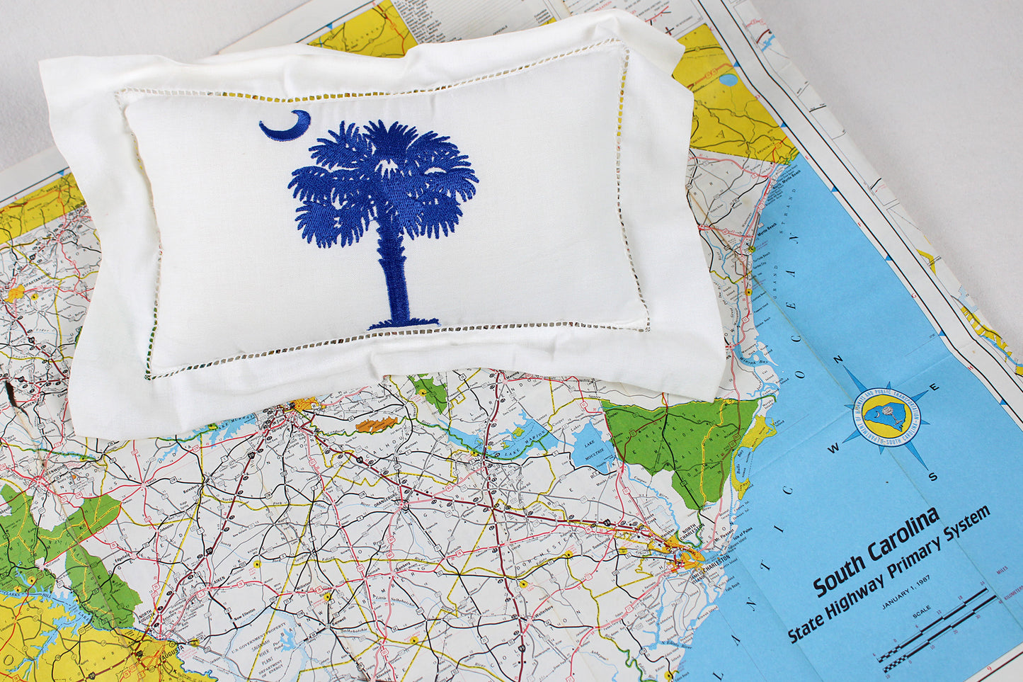 South Carolina Palmetto Tree and Crescent Decorative Toss Pillow