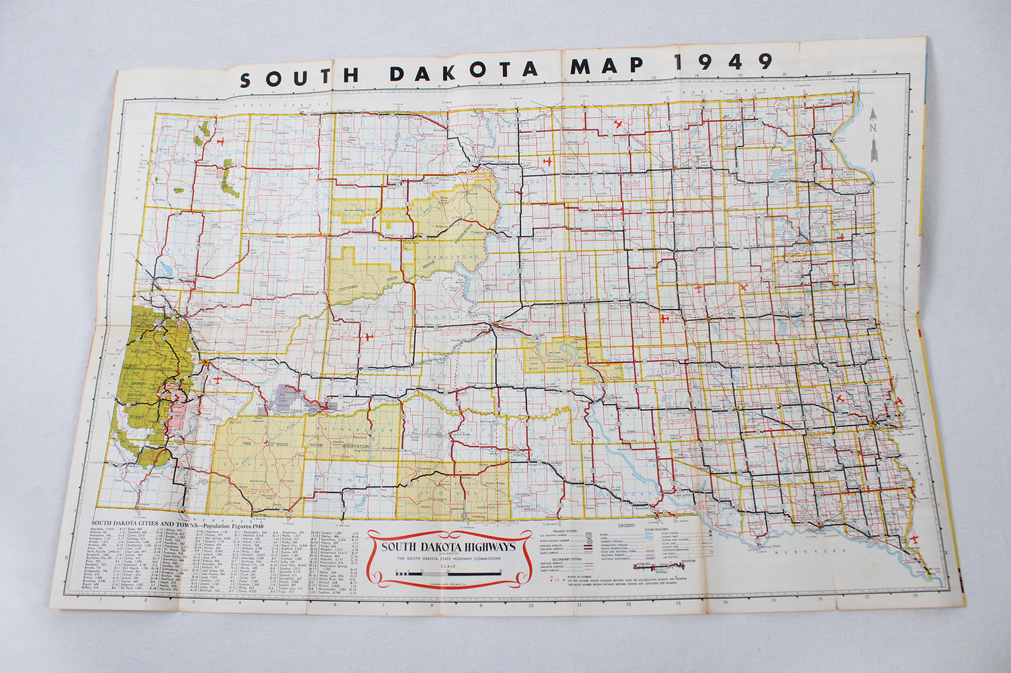 Highway Map of South Dakota, 1949