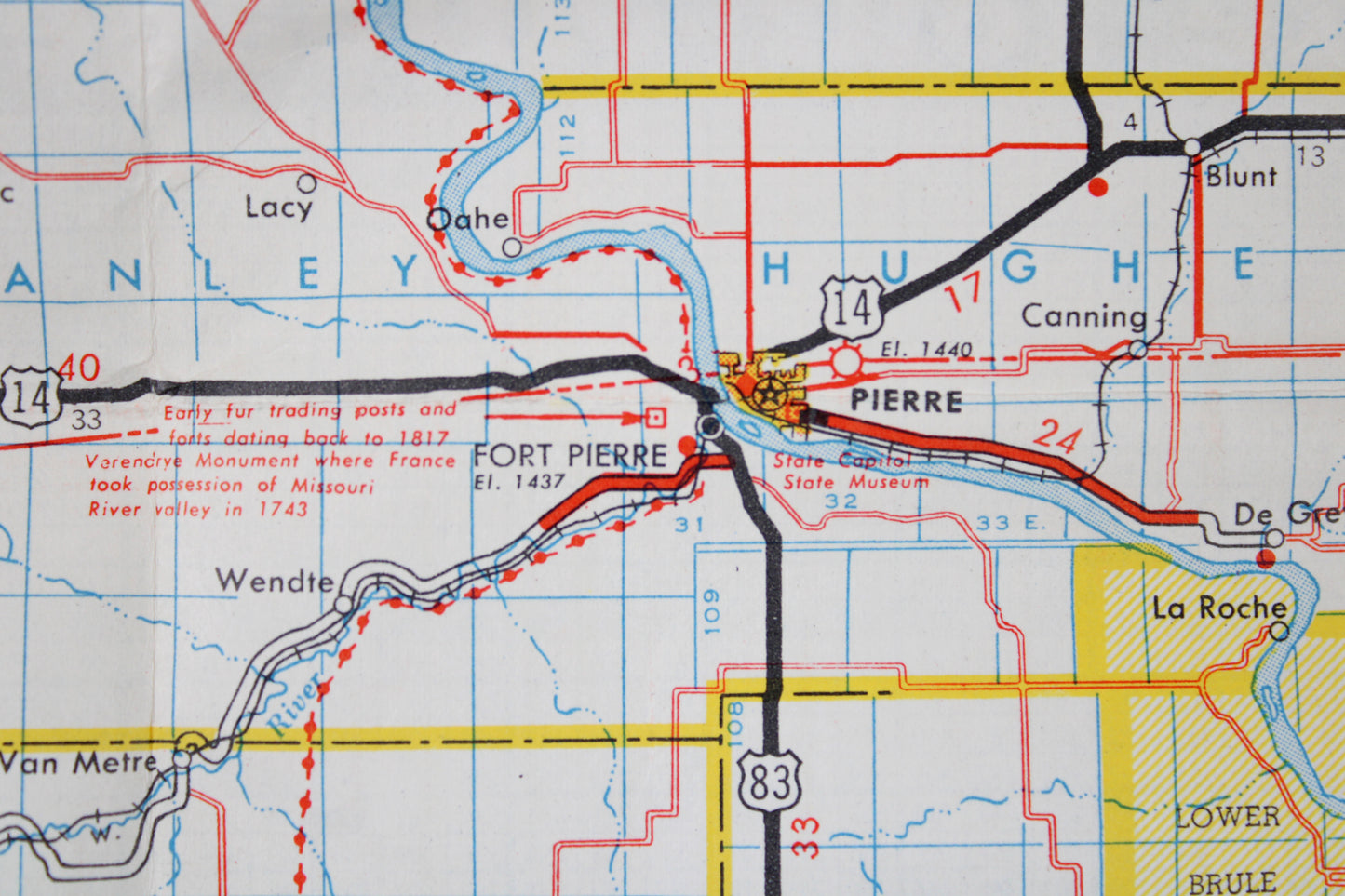 Highway Map of South Dakota, 1949