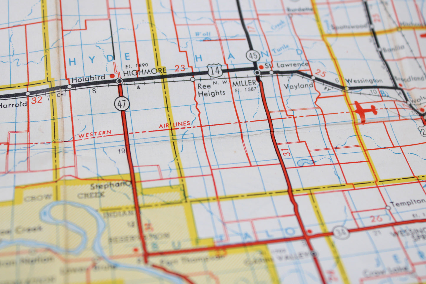 Highway Map of South Dakota, 1949