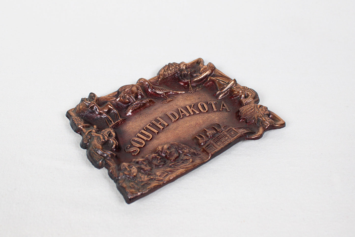 South Dakota Small Metal Copper Jewelry / Trinket Tray Souvenir