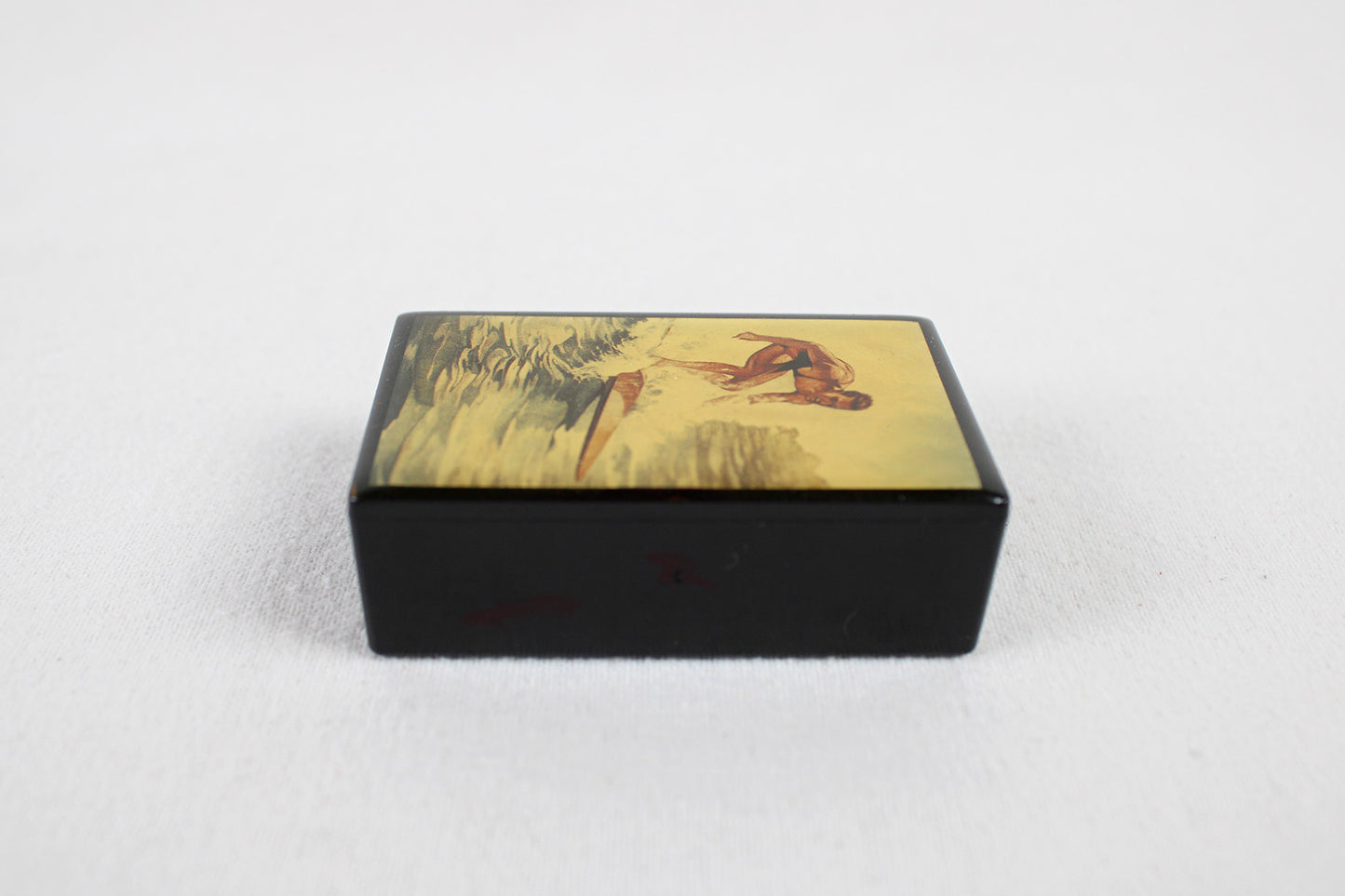 Coastal Region Vintage Surfer On A Slide Open Plastic Match / Stash Box