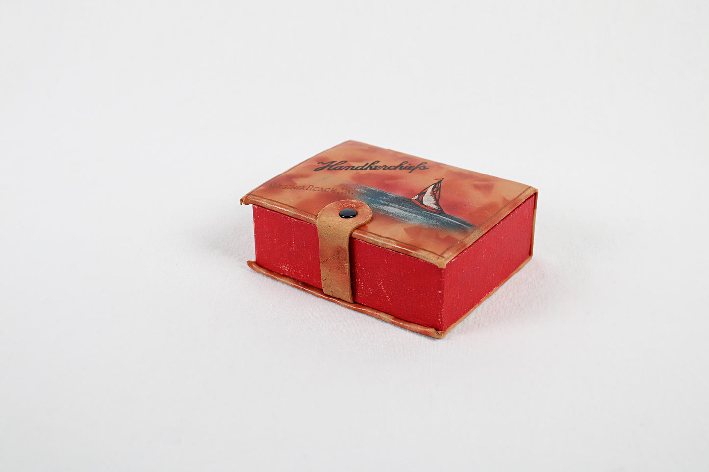 Virginia Beach, Virginia, Leather Handkerchief Holder Box