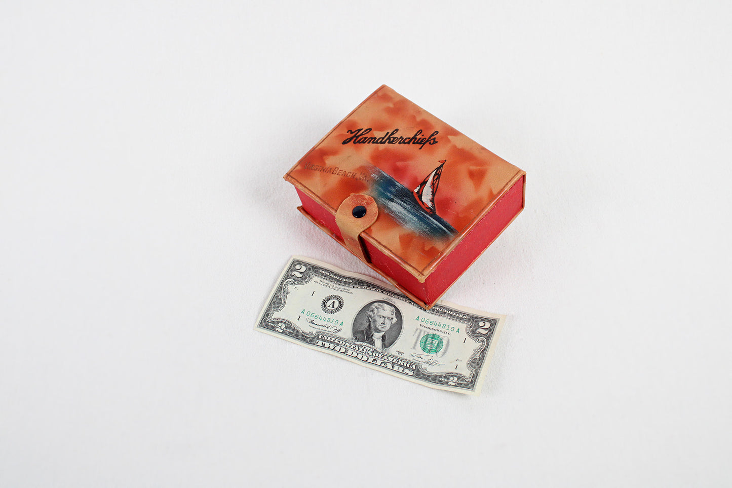 Virginia Beach, Virginia, Leather Handkerchief Holder Box