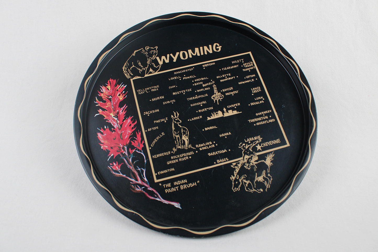 Wyoming Souvenir Metal Serving Tray + 6 Coasters