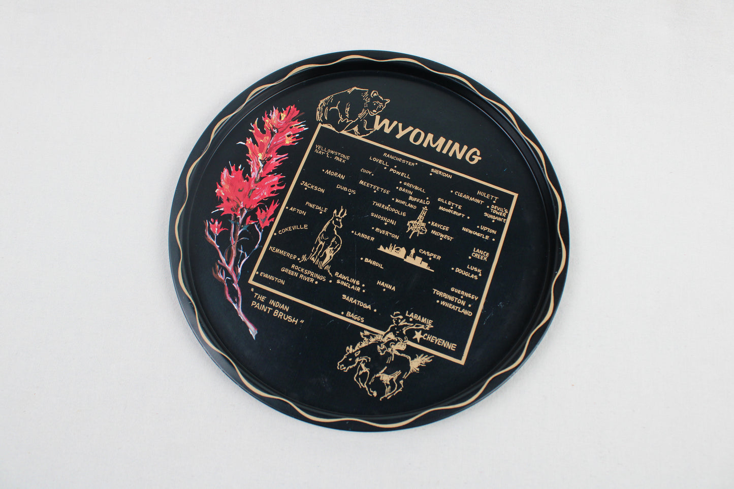 Wyoming Souvenir Metal Serving Tray + 6 Coasters