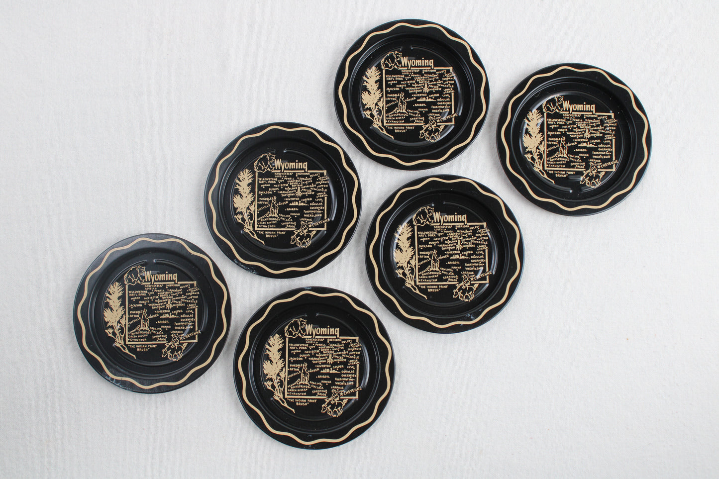 Wyoming Souvenir Metal Serving Tray + 6 Coasters