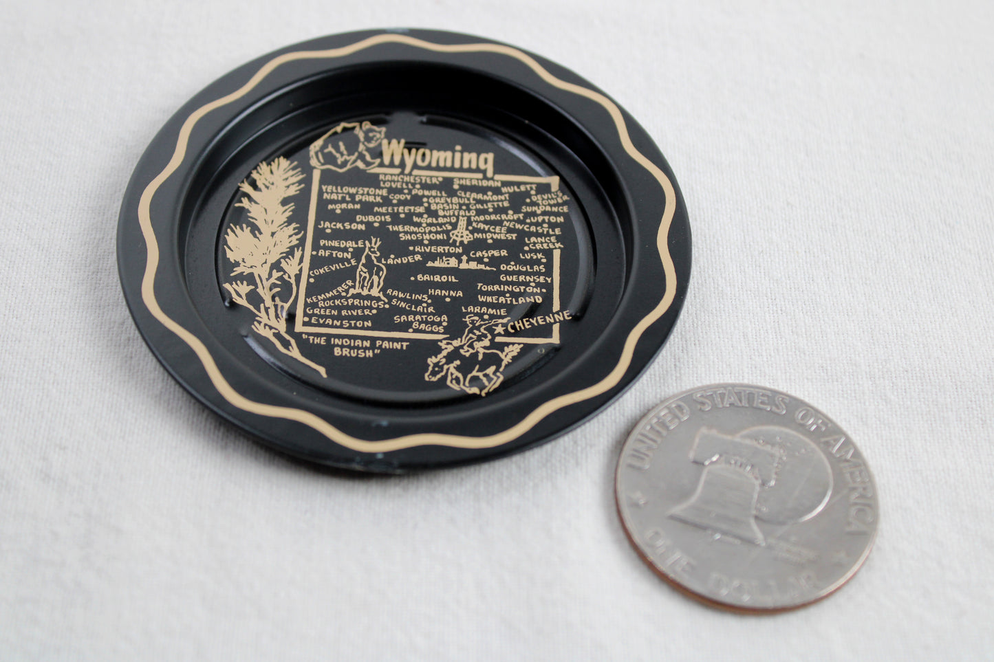 Wyoming Souvenir Metal Serving Tray + 6 Coasters