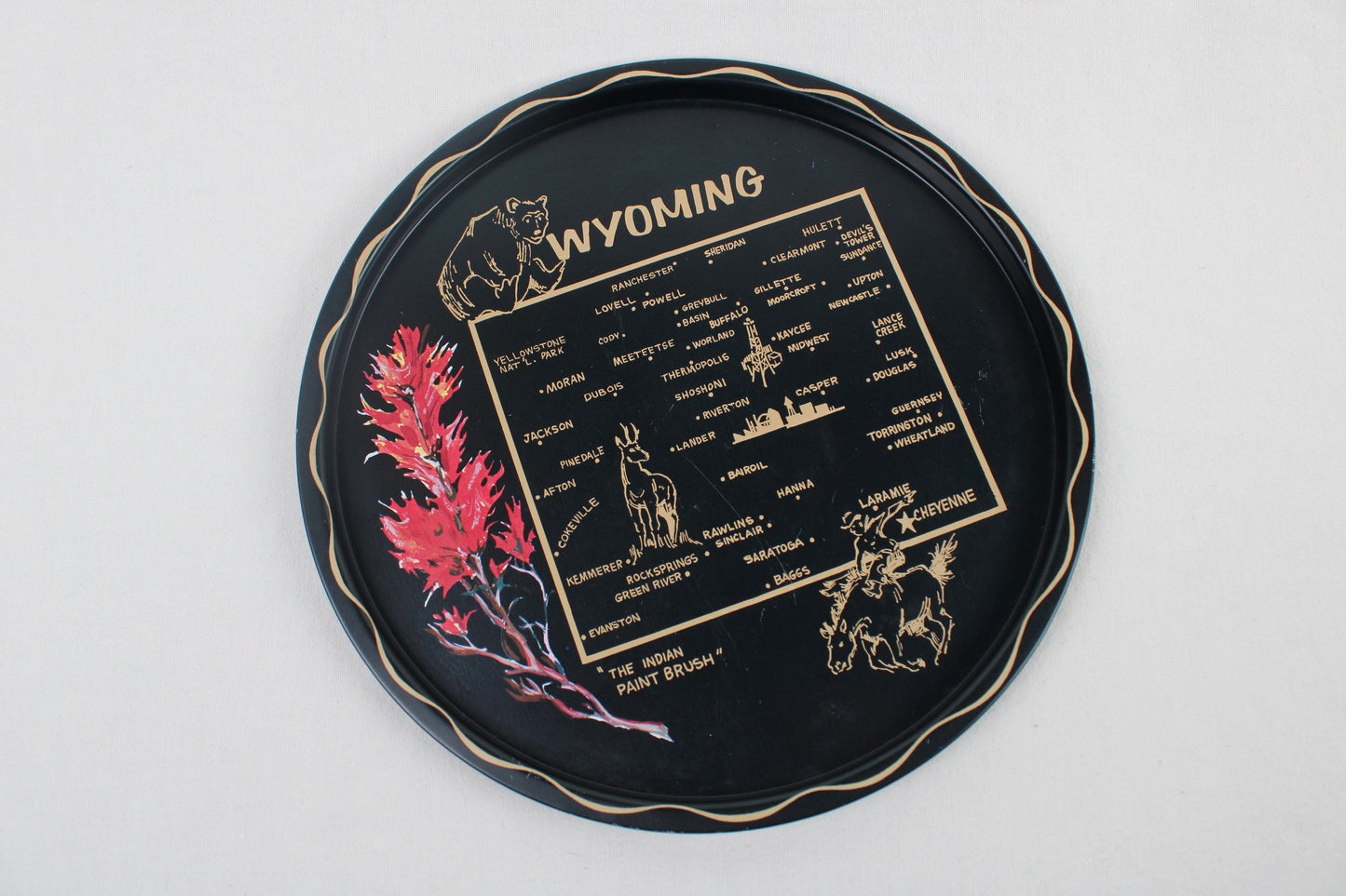 Wyoming Souvenir Metal Serving Tray + 6 Coasters