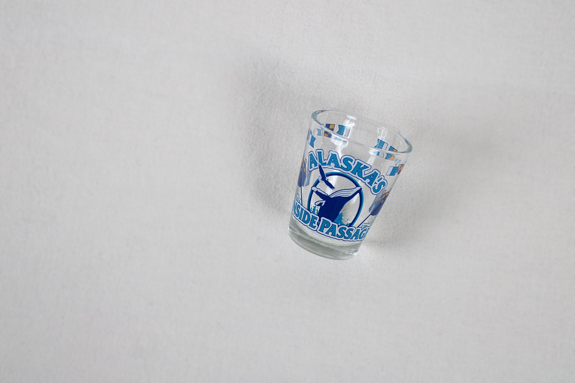 Alaska’s Inside Passage Shot Glass With State Flag And Semaphores