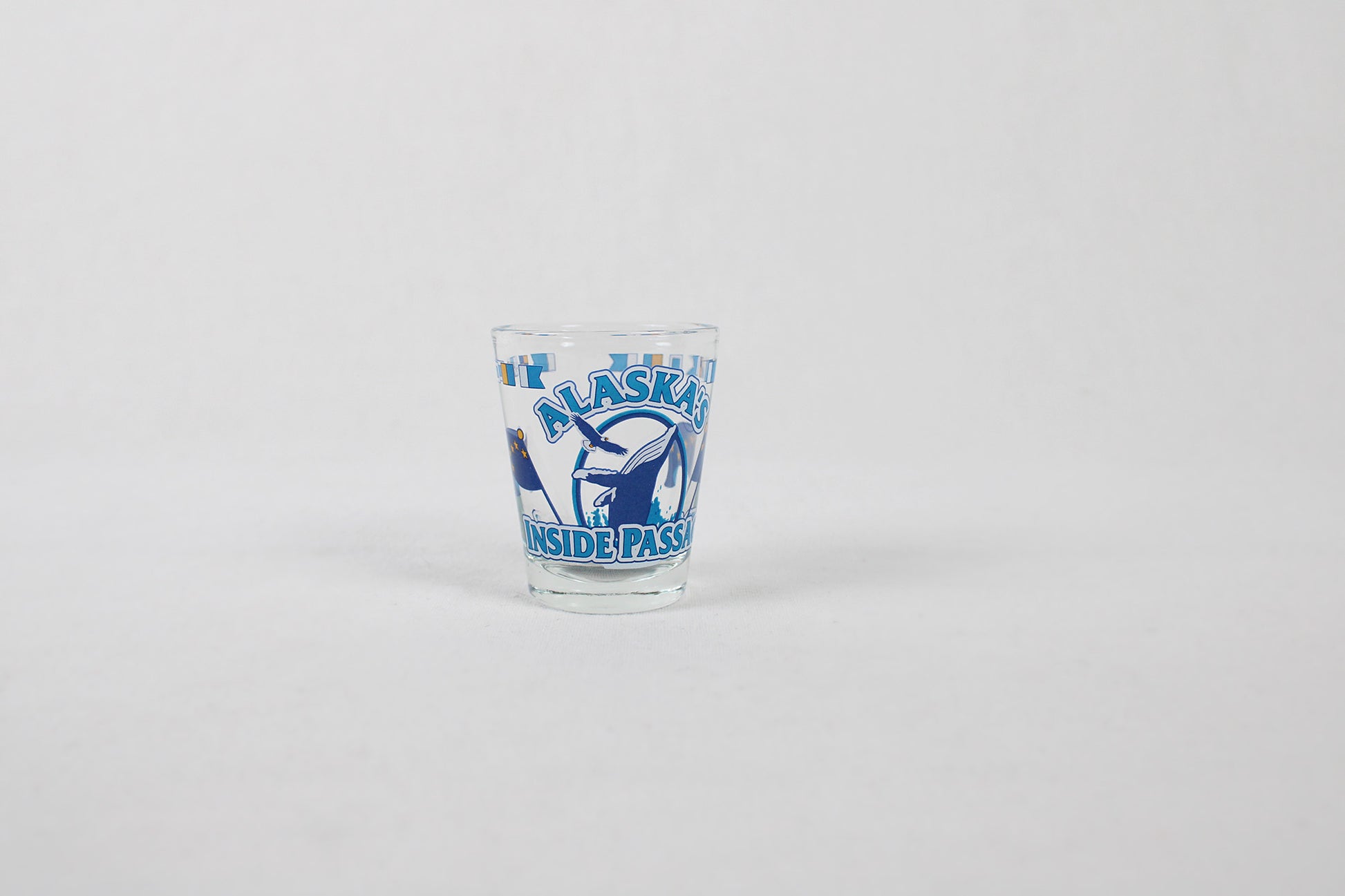 Alaska’s Inside Passage Shot Glass With State Flag And Semaphores
