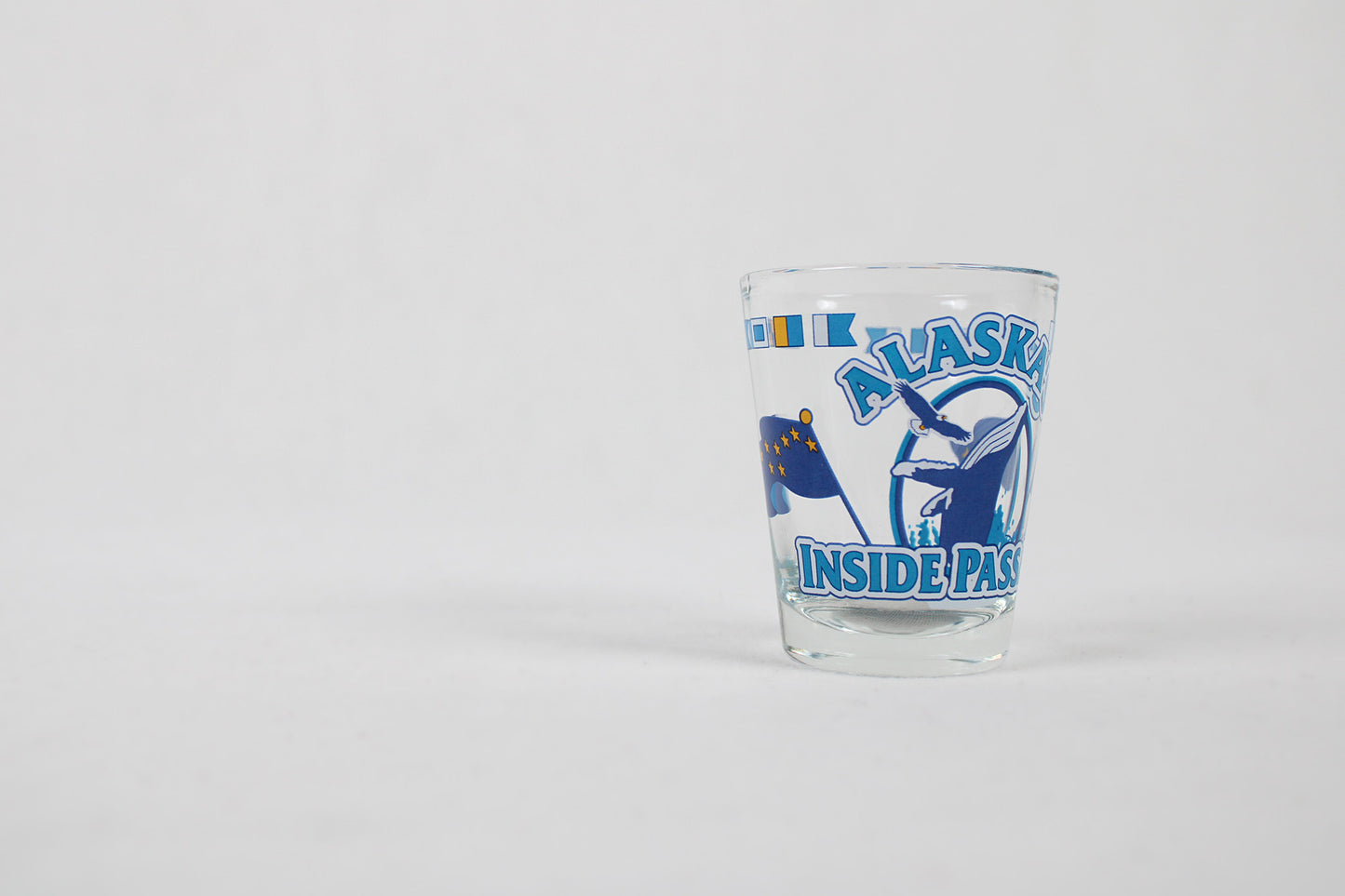 Alaska’s Inside Passage Shot Glass With State Flag And Semaphores
