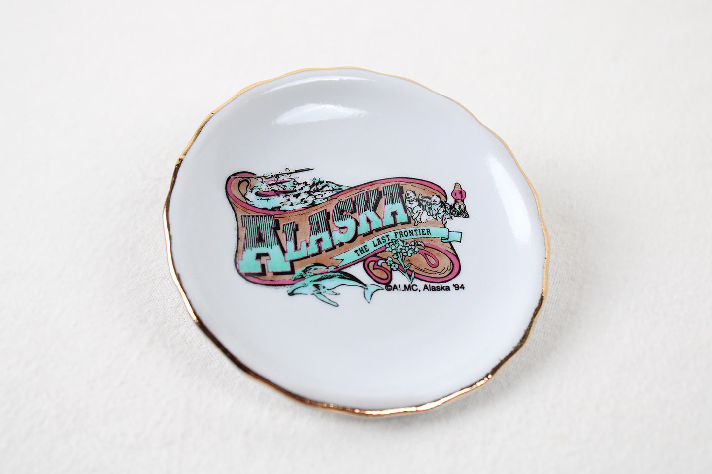 Alaska “The Last Frontier” Miniature Ceramic Cup And Saucer Decorative Set