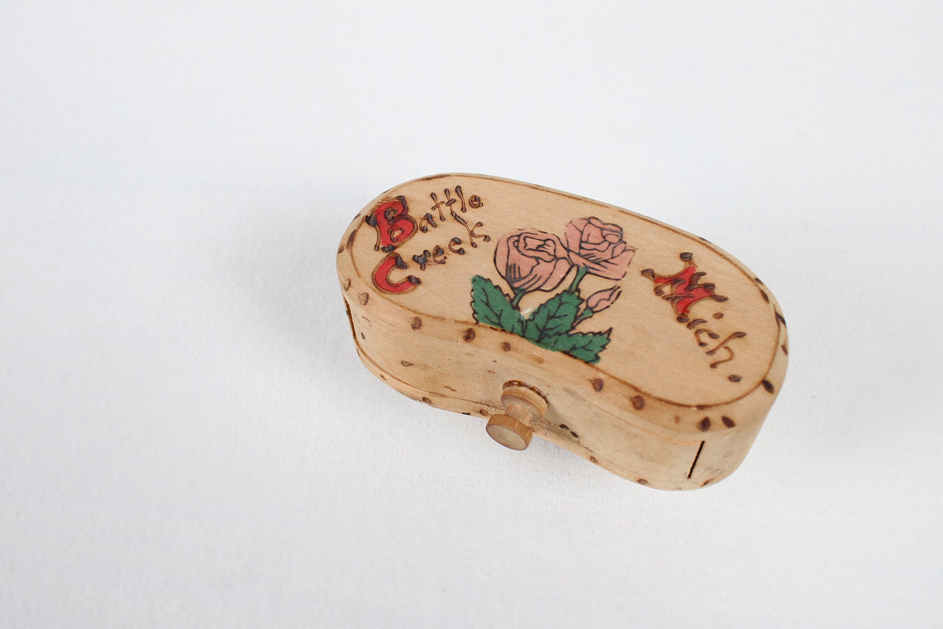 Battle Creek, Michigan, Pine Wood Hand Decorated Stash Box