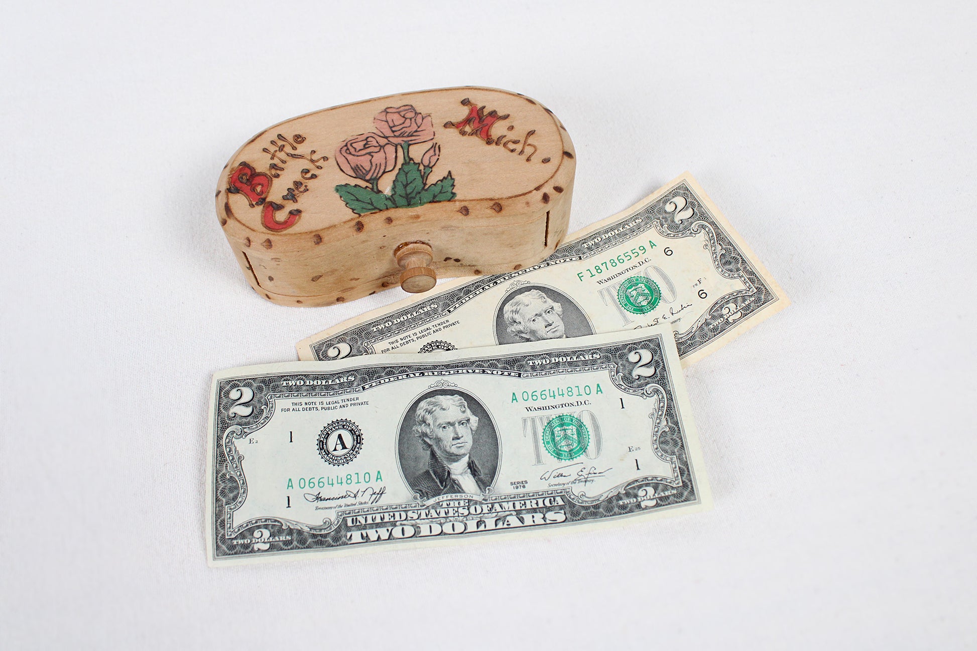 Battle Creek, Michigan, Pine Wood Hand Decorated Stash Box