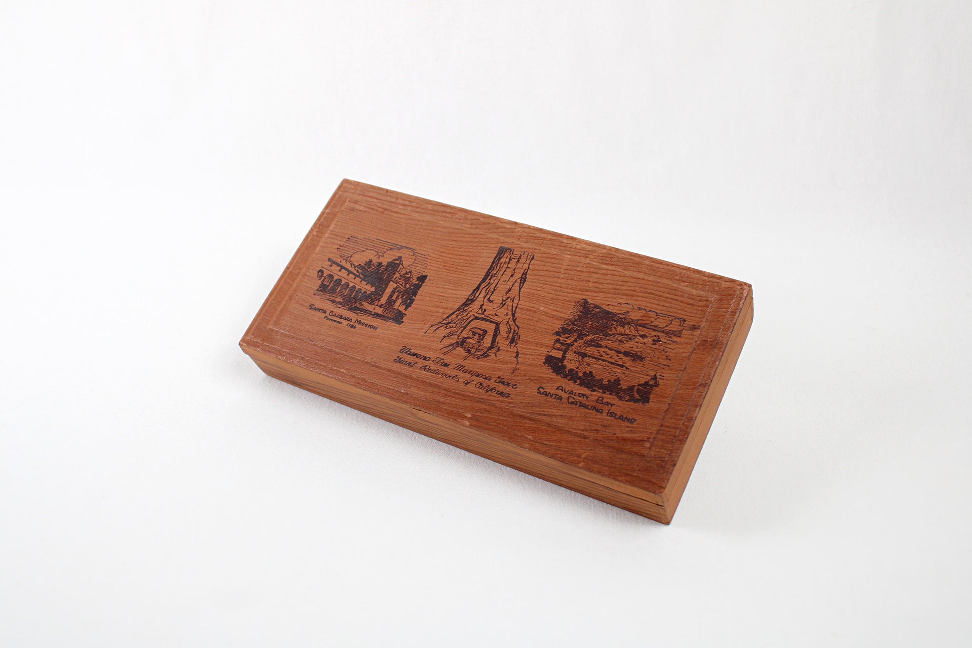 California Vintage Lidded Stash Box Made From Giant Redwood Trees