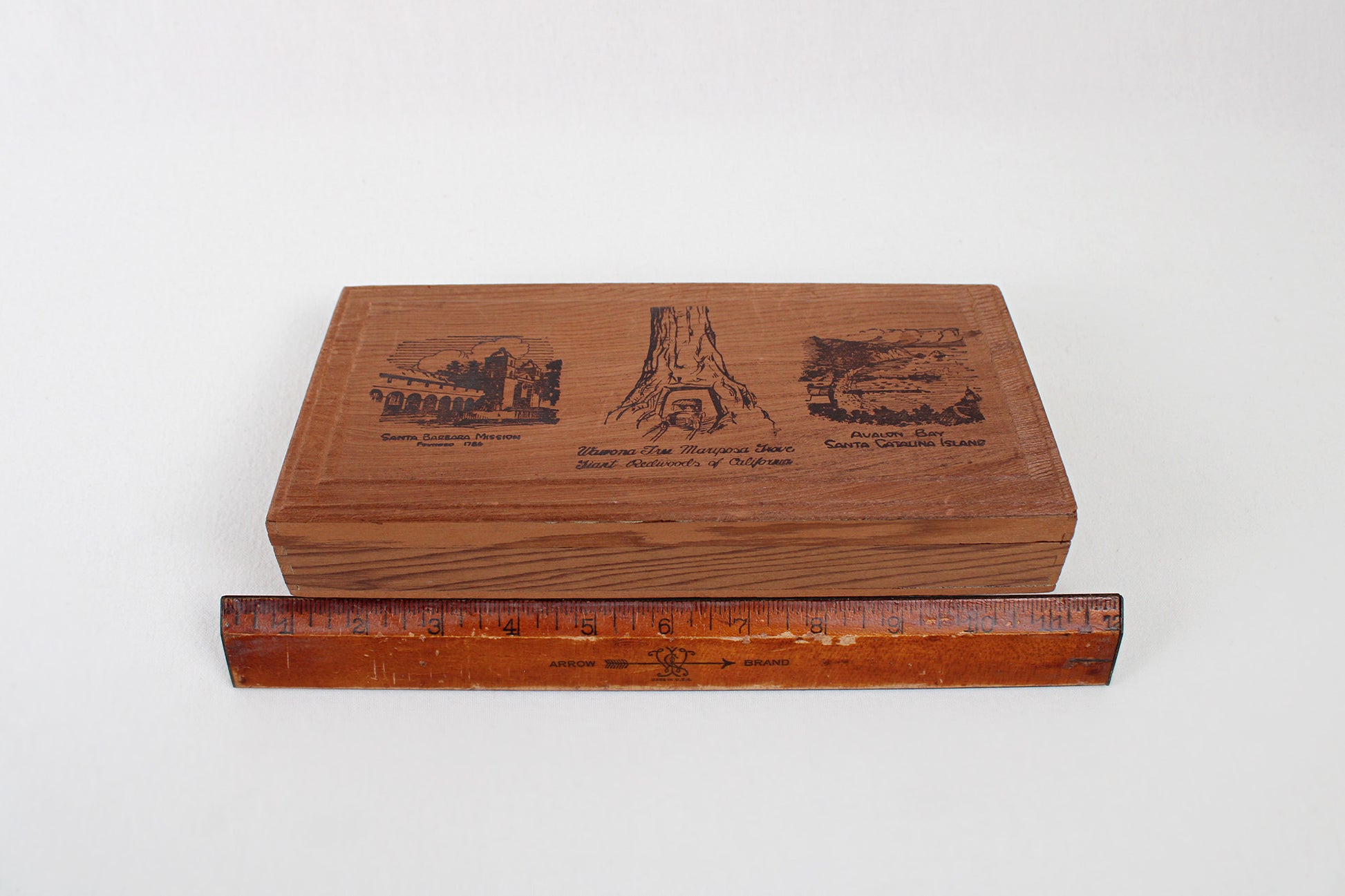 California Vintage Lidded Stash Box Made From Giant Redwood Trees