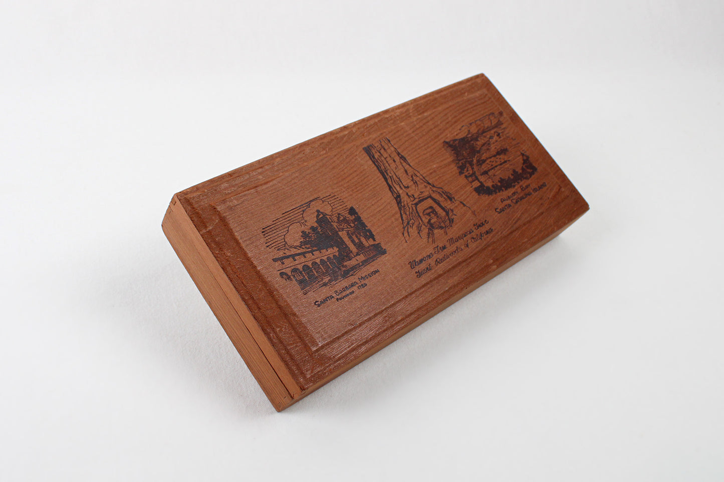 California Vintage Lidded Stash Box Made From Giant Redwood Trees