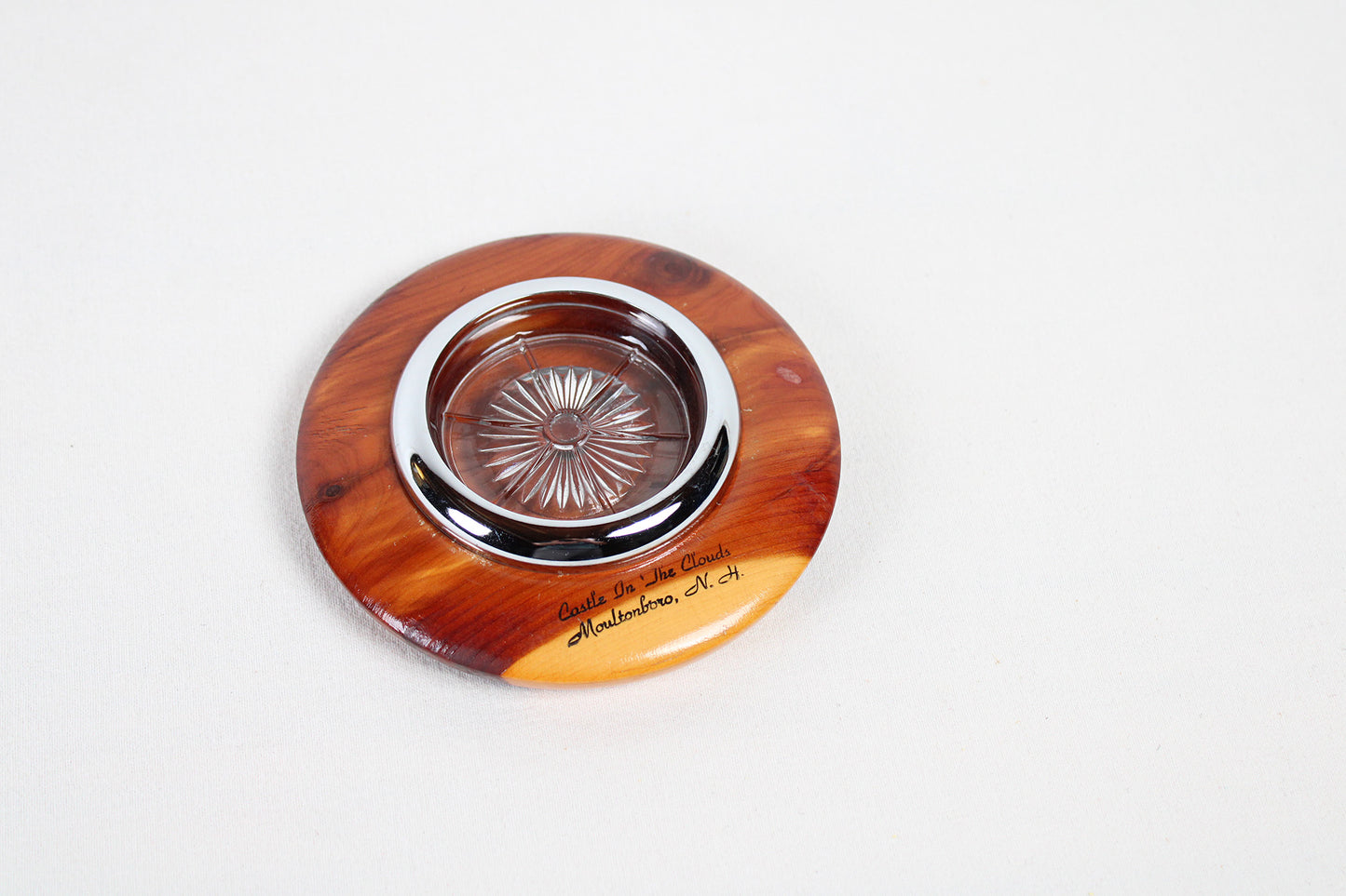 Castle In The Clouds, Moultonboro, New Hampshire, Souvenir Round Cedarwood Ashtray Holder